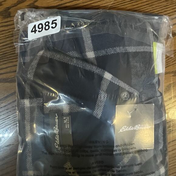 Eddie Bauer Shirt Mens XL Tall Blue Black Plaid Flannel Outdoor Cabin Lumberjack - Picture 11 of 11